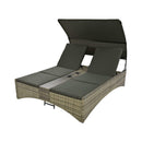 Outdoor Rattan Patio Daybed With Adjustable Backrest, Canopy Roof, Storage Box And Cup Holders (SAK54220) - Saksby Wholesale - Lifted Backrest