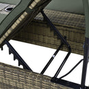 Outdoor Rattan Patio Daybed With Adjustable Backrest, Canopy Roof, Storage Box And Cup Holders (SAK54220) - Saksby Wholesale - Reclining Backrest Details