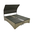 Outdoor Rattan Patio Daybed With Adjustable Backrest, Canopy Roof, Storage Box And Cup Holders (SAK54220) - Saksby Wholesale - White Background