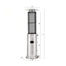 Portable Cylindrical Freestanding Outdoor Round Glass Tube Propane Patio Heater, 41K BTU (SAK93913) - Saksby Wholesale - Dimension View