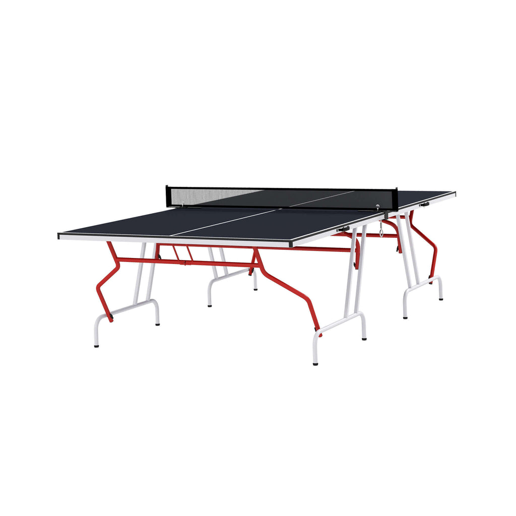 Portable Foldable Full Size Ping Pong Table Tennis Table With Net And Accessories (SAK64929) SAKSBY - Corner View On White Background