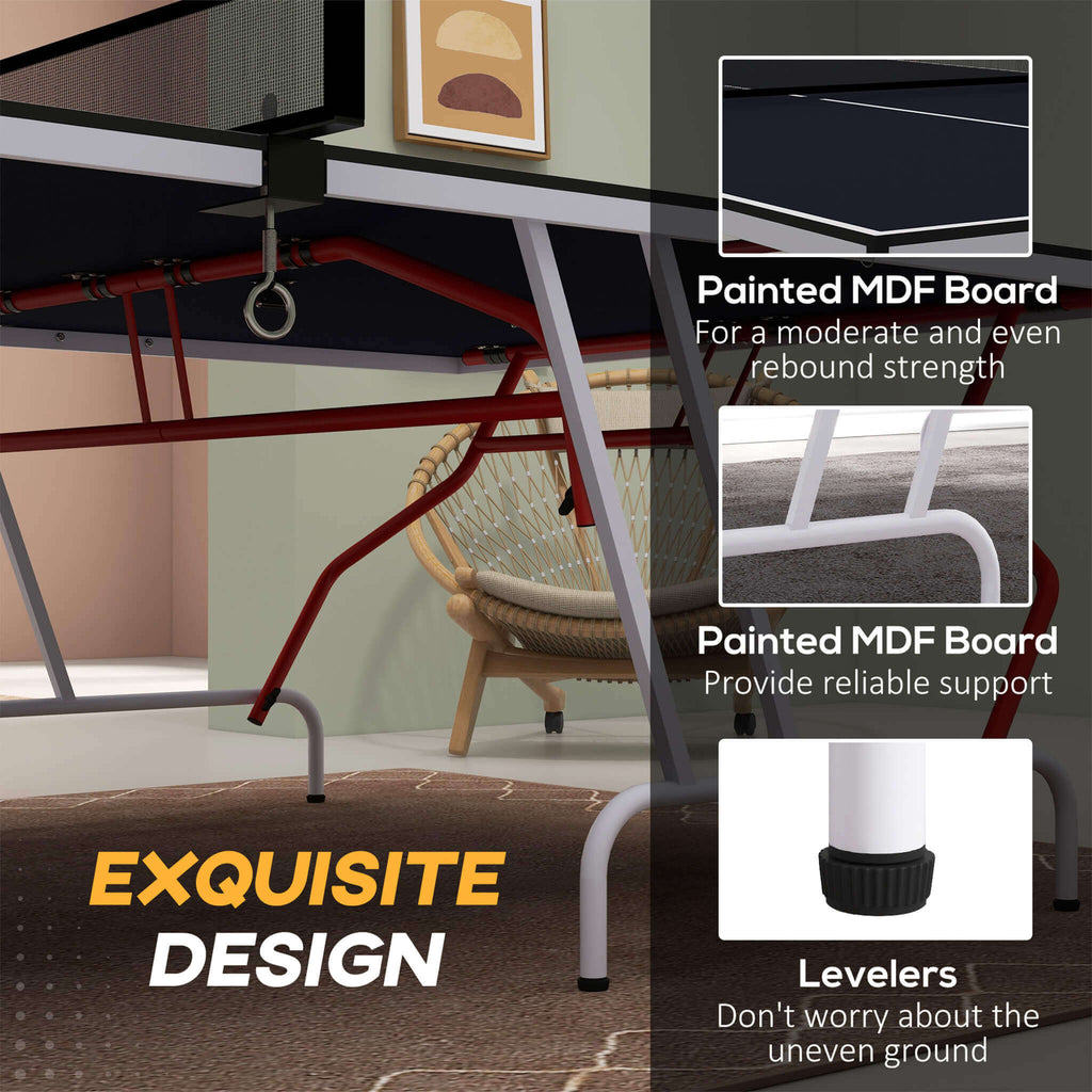 Portable Foldable Full Size Ping Pong Table Tennis Table With Net And Accessories (SAK64929) SAKSBY - Features