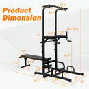 Power Tower Heavy Duty Multi-Functional Dip Station With Bench, Pull Up Bar, And Adjustable Height For Home Gyms (SAK64327) - Saksby Wholesale - Dimensions
