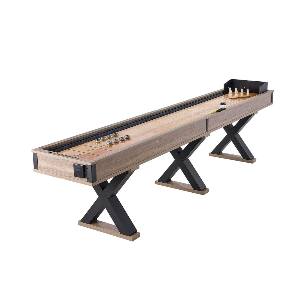 Premium 2-in-1 Shuffleboard Game Table Set With Bowling Combo (SAK81698) SAKSBY - Front Left View On White Background