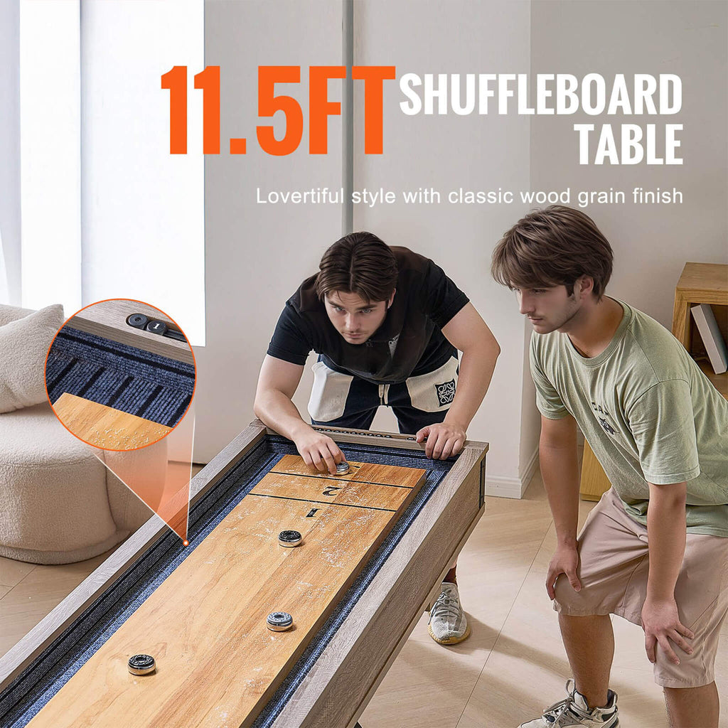 Premium 2-in-1 Shuffleboard Game Table Set With Bowling Combo (SAK81698) SAKSBY - With 2 Men Playing