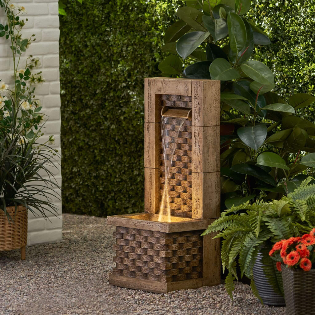 Premium 35 Inch Hand-Crafted Weather-Resistant Waterfall Fountain With LED Lights (SAK86757) - Saksby Wholesale - Outdoor Lifestyle