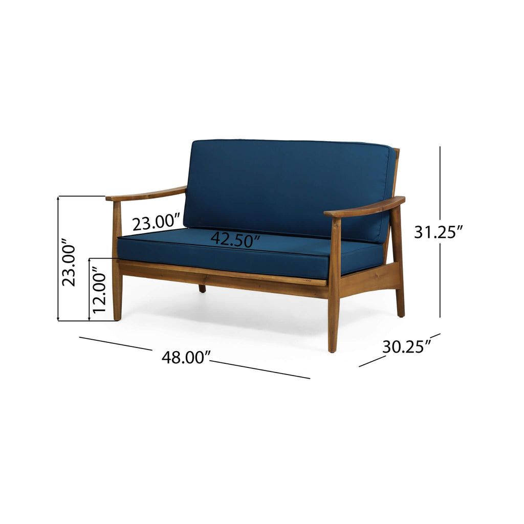 Premium 4-Piece Wooden Outdoor Patio Conversation Seating Set With Cushions (SAK31469) - Saksby Wholesale - 2-Seaters Dimensions