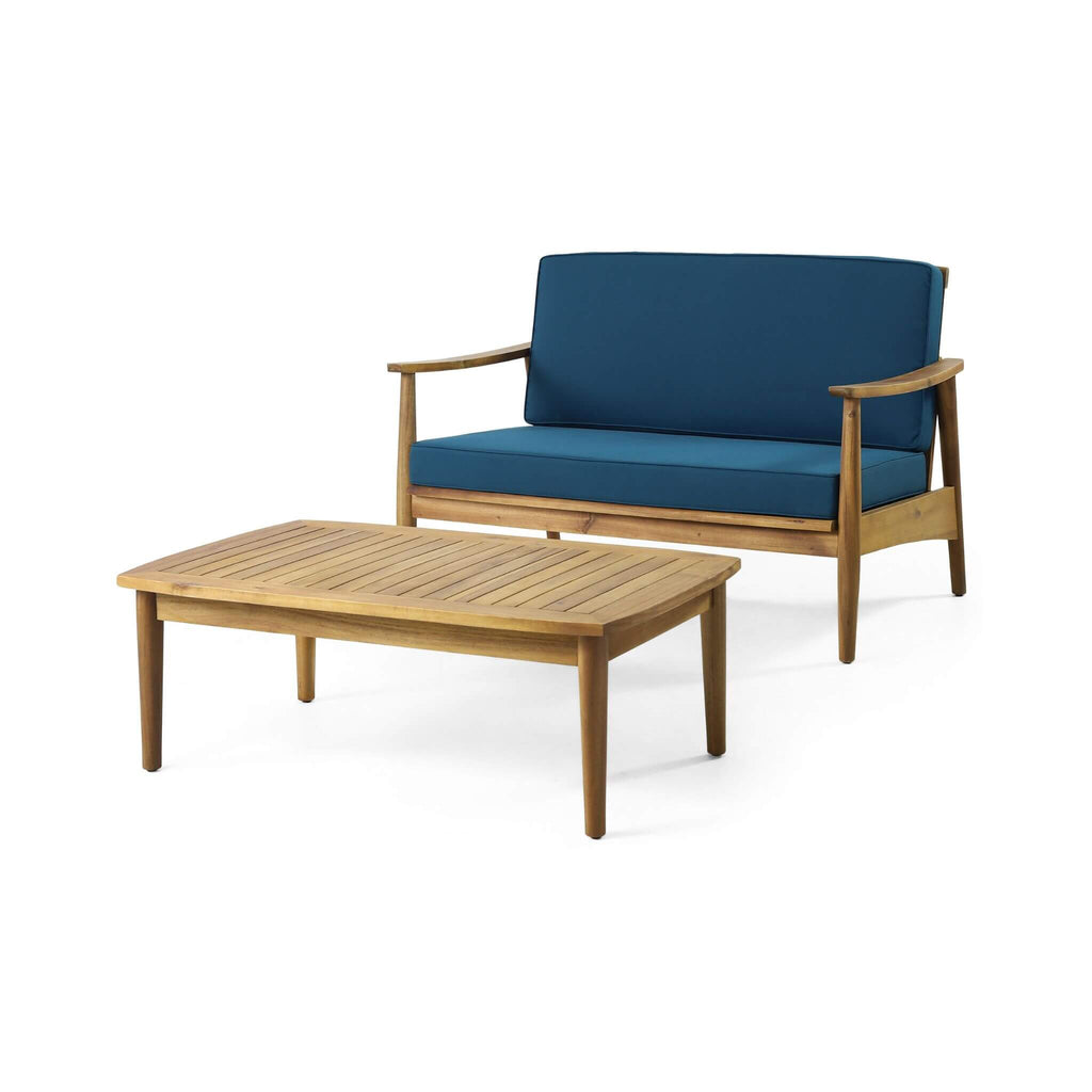 Premium 4-Piece Wooden Outdoor Patio Conversation Seating Set With Cushions (SAK31469) - Saksby Wholesale - Table And 2-Seaters Only