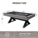 Premium 7ft Wood Billiards Pool Snooker Table Game Set With X-Shaped Legs SAK32091 Saksby - Dimensions
