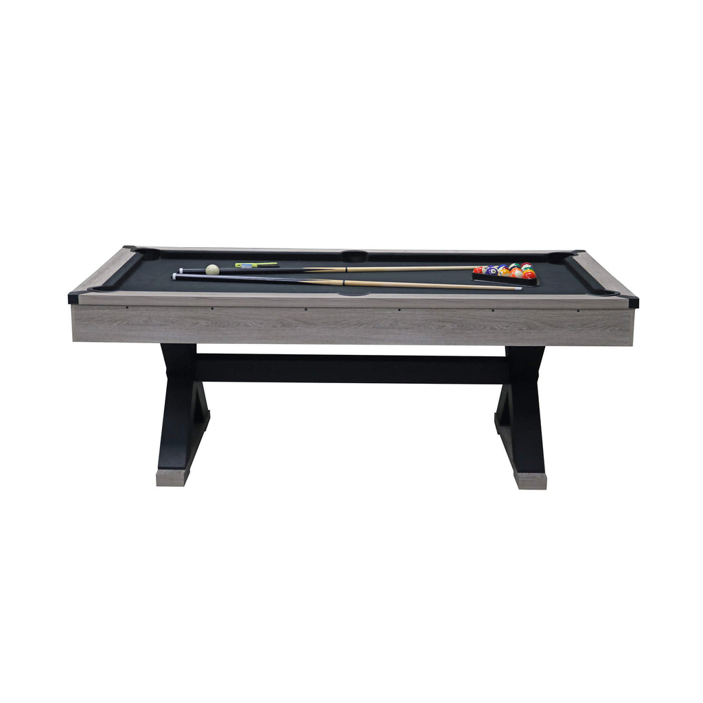 Premium 7ft Wood Billiards Pool Snooker Table Game Set With X-Shaped Legs SAK32091 Saksby - Front View