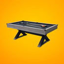 Premium 7ft Wood Billiards Pool Snooker Table Game Set With X-Shaped Legs SAK32091 
Saksby - Left Corner View on Orange Background