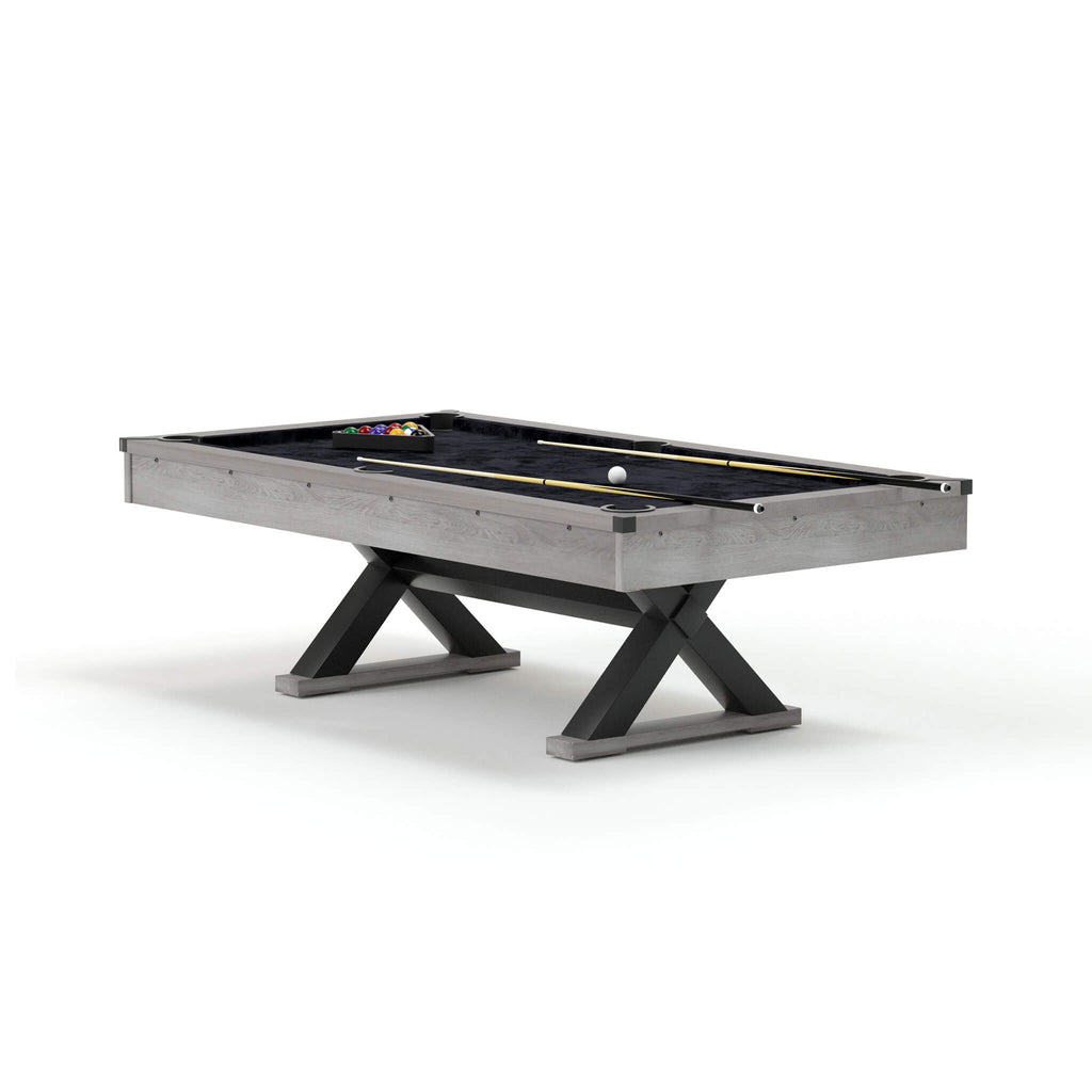 Premium 7ft Wood Billiards Pool Snooker Table Game Set With X-Shaped Legs SAK32091 Saksby - Left Corner View With Shadow