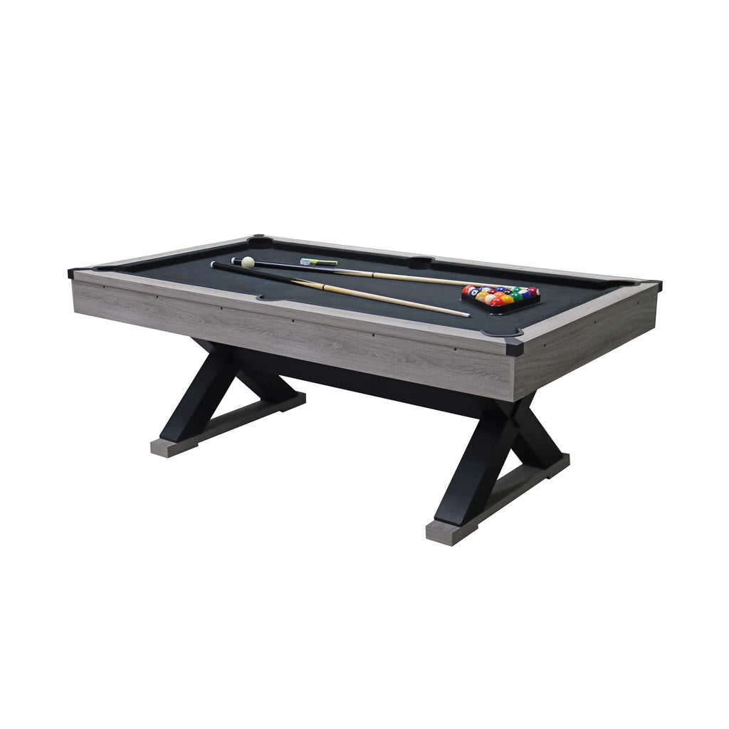 Premium 7ft Wood Billiards Pool Snooker Table Game Set With X-Shaped Legs SAK32091 Saksby - Left Corner View