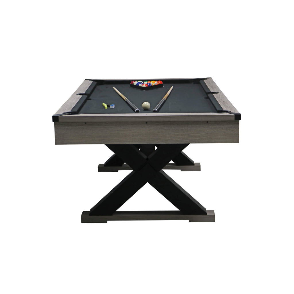 Premium 7ft Wood Billiards Pool Snooker Table Game Set With X-Shaped Legs SAK32091 Saksby - Side Top View