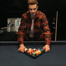 Premium 7ft Wood Billiards Pool Snooker Table Game Set With X-Shaped Legs SAK32091 Saksby - With Man Setting Up Balls