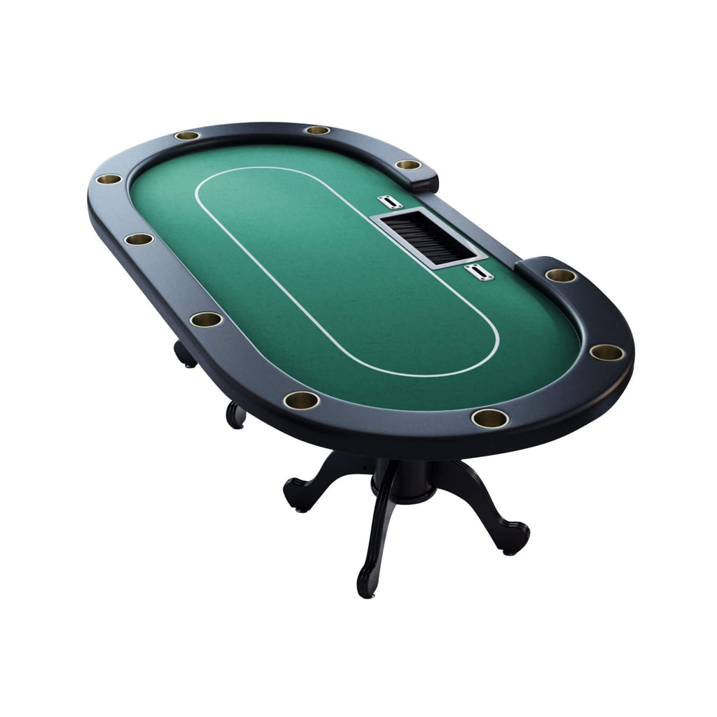 Premium 96 Inch Aura Oval Poker Table With Cup Holders, Chips Tray And Drop Box (SAK31045) - Saksby Wholesale - White Background