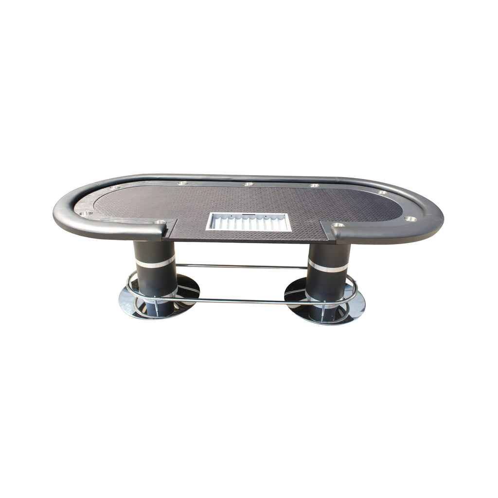 Premium 96 Inch Oval Poker Table With Racetrack And Chips Tray (SAK66823) - Saksby Wholesale - Front View