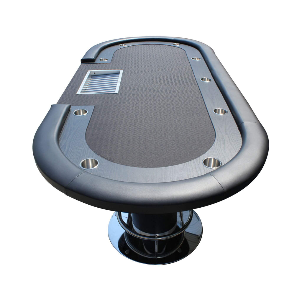 Premium 96 Inch Oval Poker Table With Racetrack And Chips Tray (SAK66823) - Saksby Wholesale - Side View