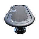 Premium 96 Inch Oval Poker Table With Racetrack And Chips Tray (SAK66823) - Saksby Wholesale - Side View