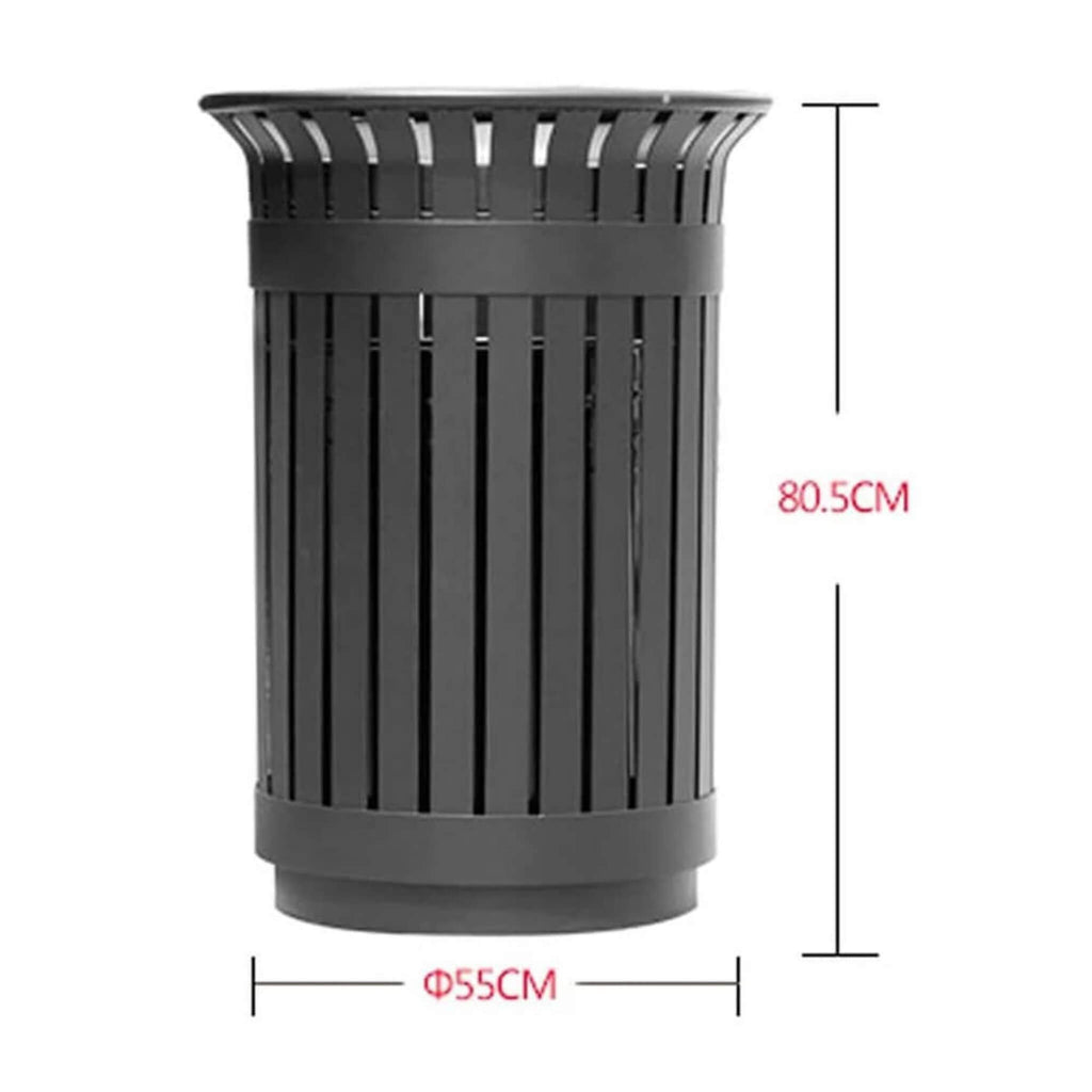 Premium Heavy-Duty Extra Large Outdoor Commercial Metal Slat Garbage Trash Can (SAK48591) - Saksby Wholelsale - Dimension View