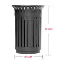 Premium Heavy-Duty Extra Large Outdoor Commercial Metal Slat Garbage Trash Can (SAK48591) - Saksby Wholelsale - Dimension View
