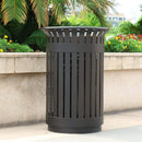 Premium Heavy-Duty Extra Large Outdoor Commercial Metal Slat Garbage Trash Can (SAK48591) - Saksby Wholelsale - Lifestyle View