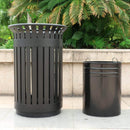 Premium Heavy-Duty Extra Large Outdoor Commercial Metal Slat Garbage Trash Can (SAK48591) - Saksby Wholelsale - Side View