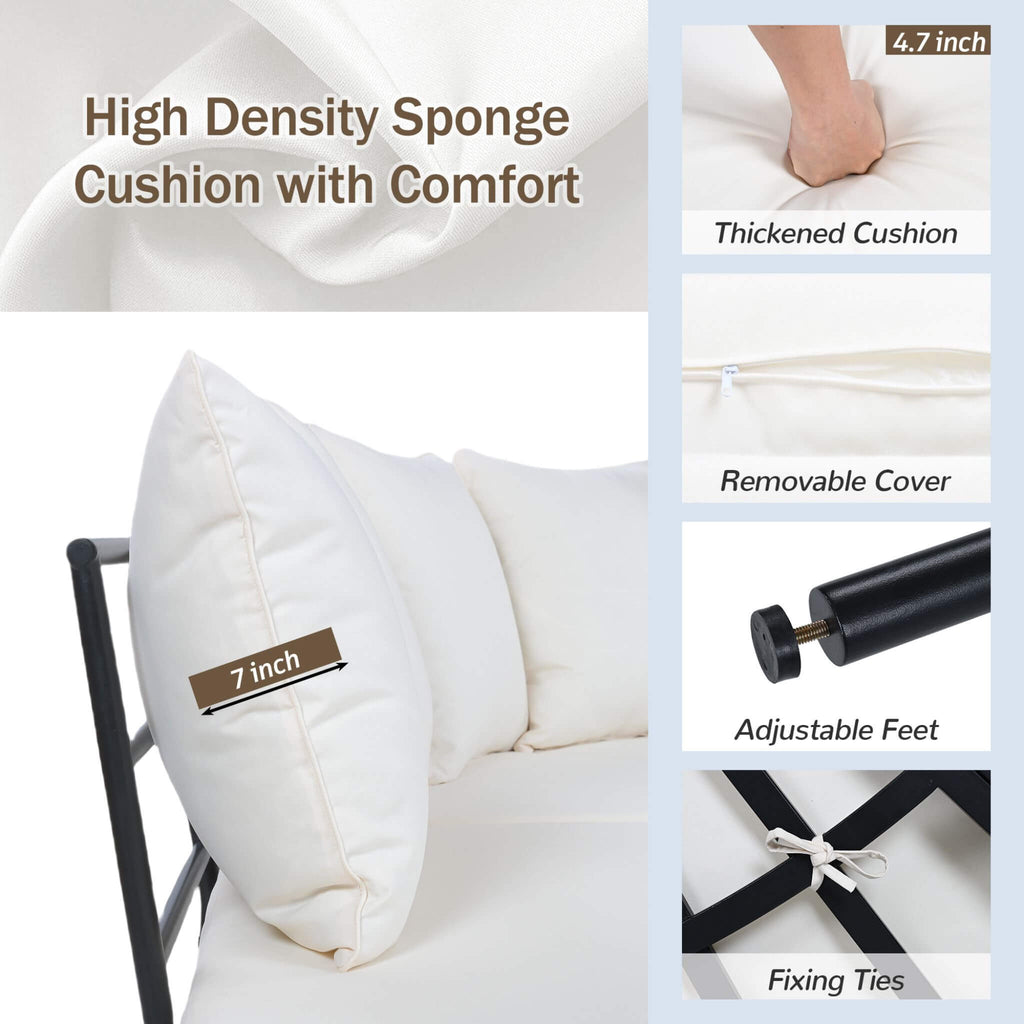 Premium Half- Moon 6-Person Curved All-Weather Outdoor Furniture Sofa Patio Set With Coffee Table And Cushions (SAK76332) - Saksby Wholesale - Cushion Features