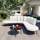 Premium Half- Moon 6-Person Curved All-Weather Outdoor Furniture Sofa Patio Set With Coffee Table And Cushions (SAK76332) - Saksby Wholesale - Lifestyle