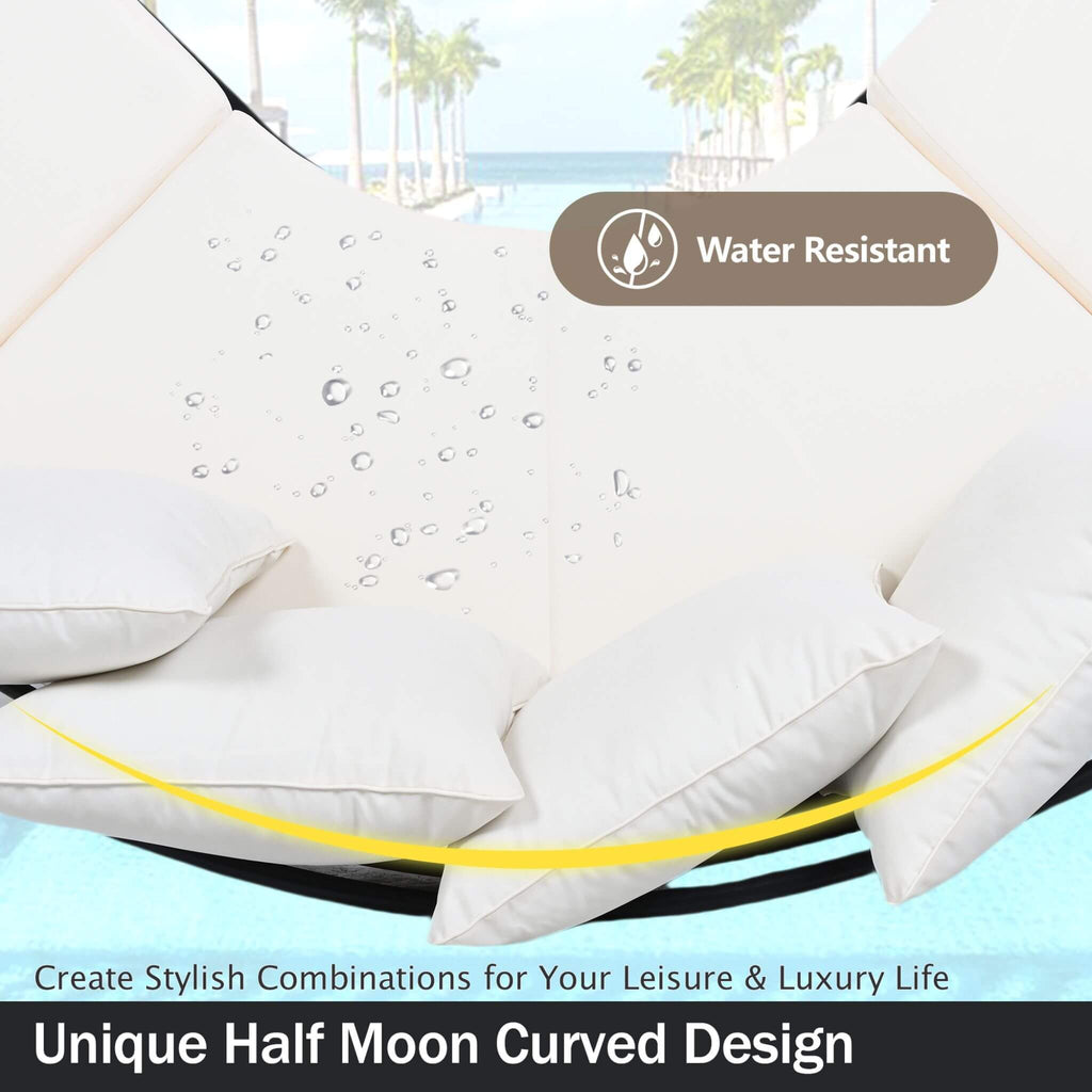 Premium Half- Moon 6-Person Curved All-Weather Outdoor Furniture Sofa Patio Set With Coffee Table And Cushions (SAK76332) - Saksby Wholesale - Water Resistant