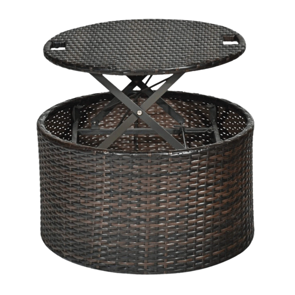 Premium Round Outdoor Patio Rattan Daybed W/ Canopy & Table, 76" (SAK96418) - Saksby Wholesale - Adjustable Top View