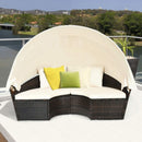 Premium Round Outdoor Patio Rattan Daybed W/ Canopy & Table, 76" (SAK96418) - Saksby Wholesale - Lifestyle View