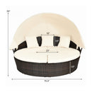 Premium Round Outdoor Patio Rattan Daybed W/ Canopy & Table, 76" (SAK96418) - Saksby Wholesale - Dimension View