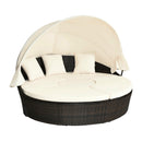 Premium Round Outdoor Patio Rattan Daybed W/ Canopy & Table, 76" (SAK96418) - Saksby Wholesale - Front Right View