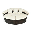 Premium Round Outdoor Patio Rattan Daybed W/ Canopy & Table, 76" (SAK96418) - Saksby Wholesale - Front View