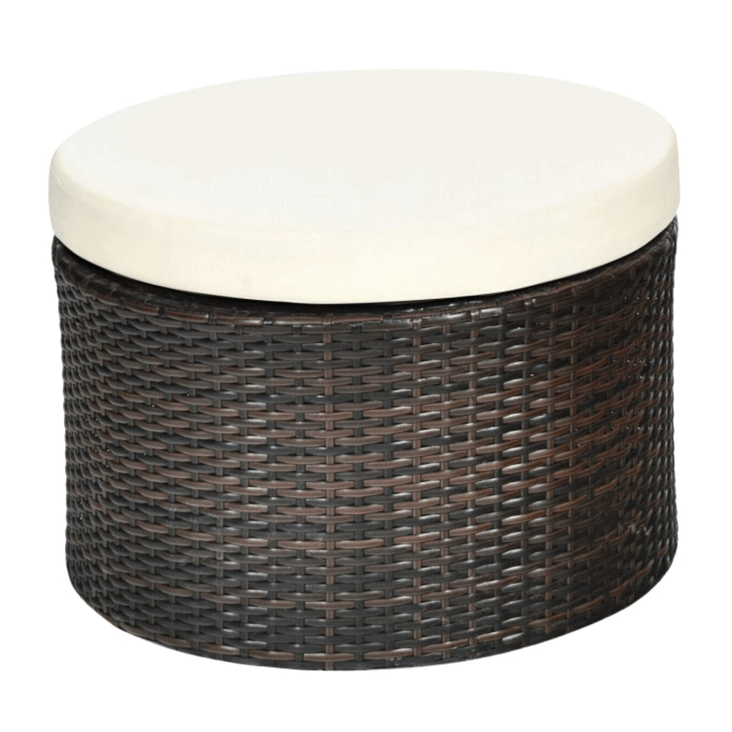 Premium Round Outdoor Patio Rattan Daybed W/ Canopy & Table, 76" (SAK96418) - Saksby Wholesale - Rattan Chair View