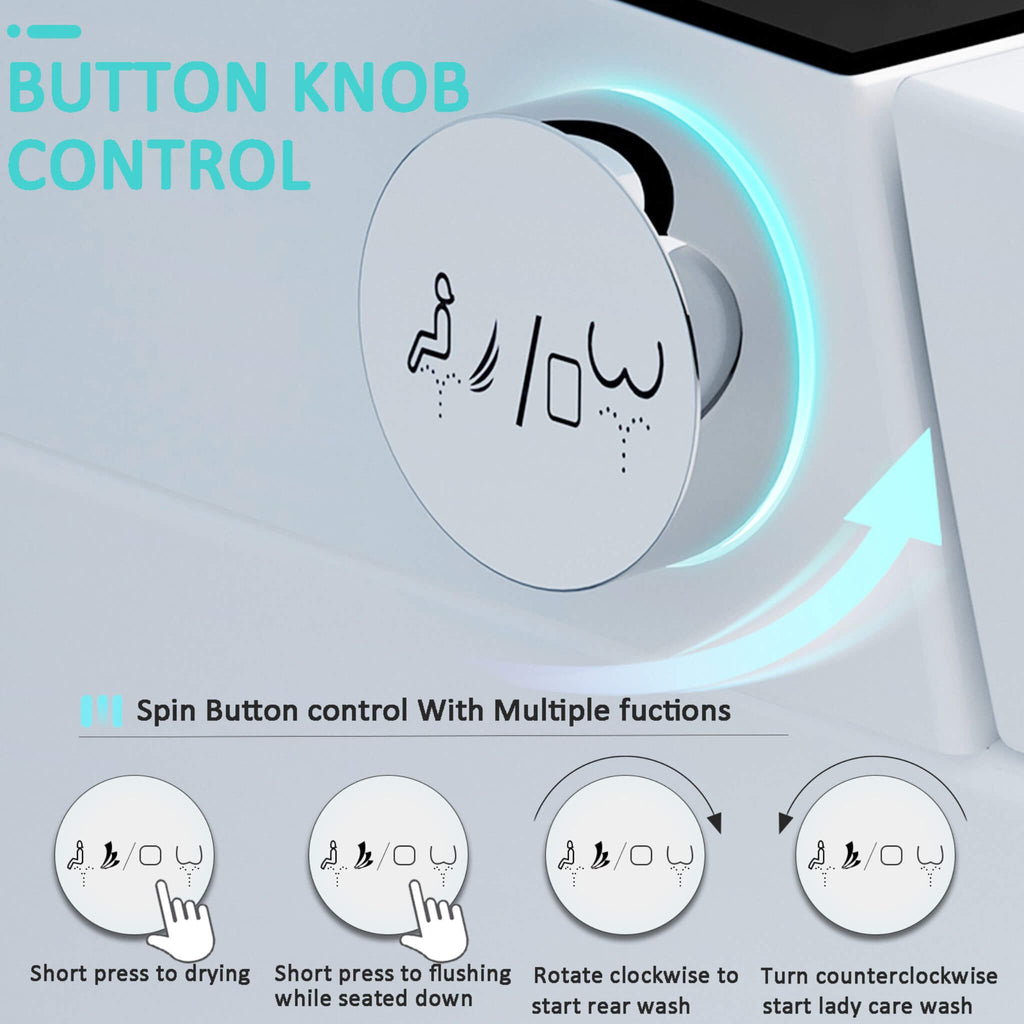 Smart Auto Dual Flush Tankless Toilet With Heated Bidet, Auto Open And Close (SAK37415) - Saksby Wholesale - Button Knob Control