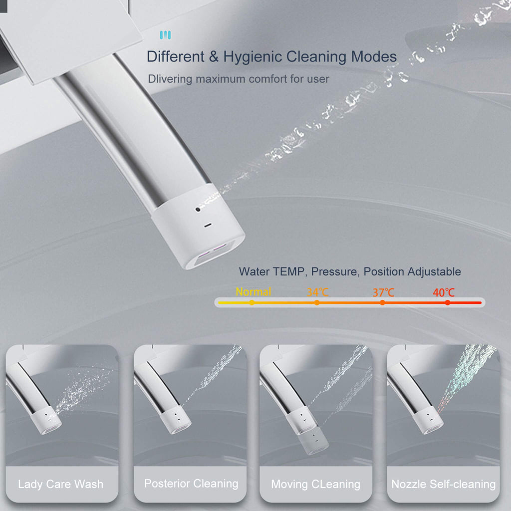 Smart Auto Dual Flush Tankless Toilet With Heated Bidet, Auto Open And Close (SAK37415) - Saksby Wholesale - Cleaning Modes