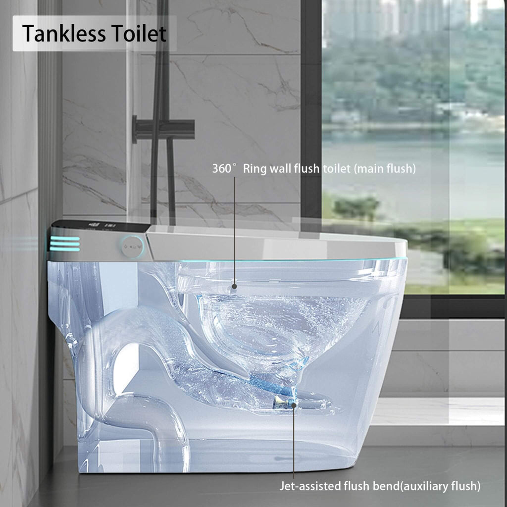 Smart Auto Dual Flush Tankless Toilet With Heated Bidet, Auto Open And Close (SAK37415) - Saksby Wholesale - Tankless Toilet Feature