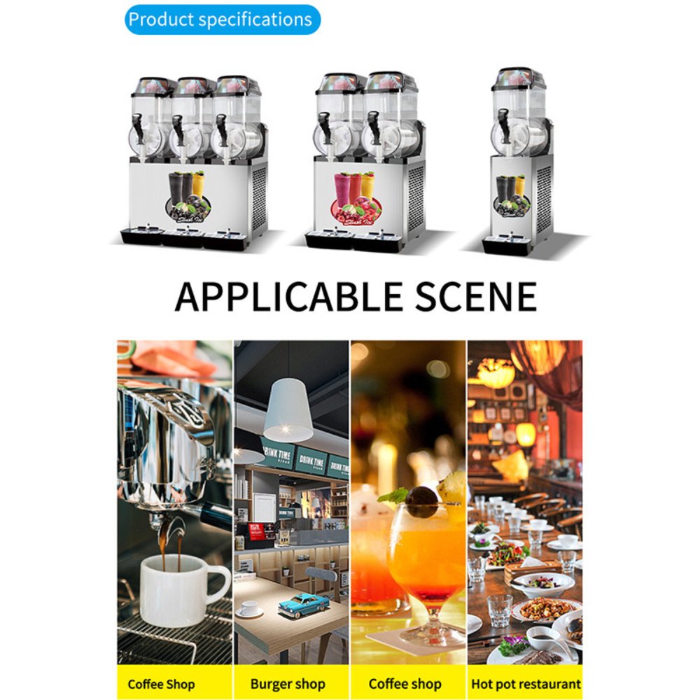 Sophisticated Commercial 110V Premium Steel Slushy Machine With Triple Tank Advance Cooling, 45L (SAK52258)-SAKSBY