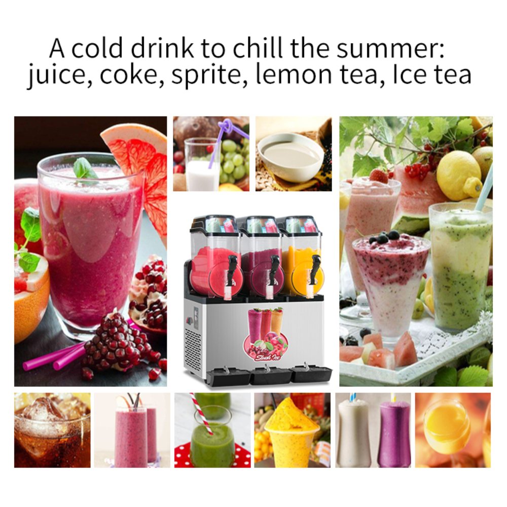 Sophisticated Commercial 110V Premium Steel Slushy Machine With Triple Tank Advance Cooling, 45L (SAK52258)-SAKSBY