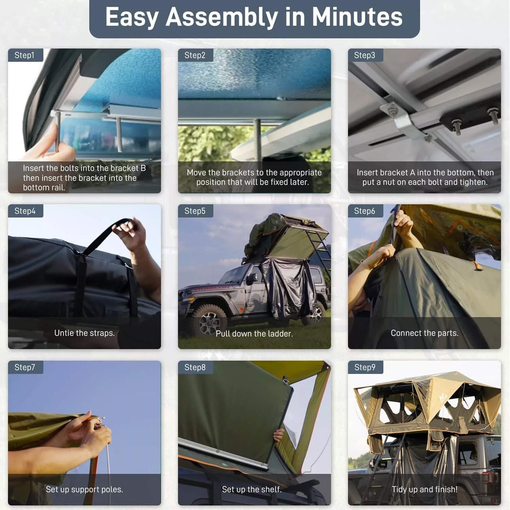 Stylish Aluminum Alloy Car Naturnest Roof Tent SAK50612 Saksby - Assembly