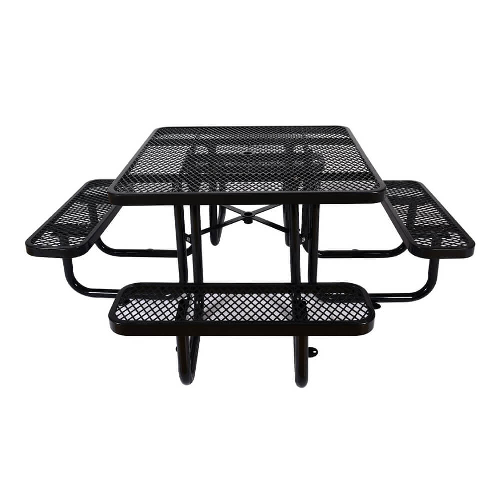 Stylish Square Black Steel Picnic Table 46" With Thermoplastic Coating And Umbrella Pole (SAK90547)-SAKSBY