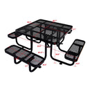 Stylish Square Black Steel Picnic Table 46" With Thermoplastic Coating And Umbrella Pole (SAK90547)-SAKSBY