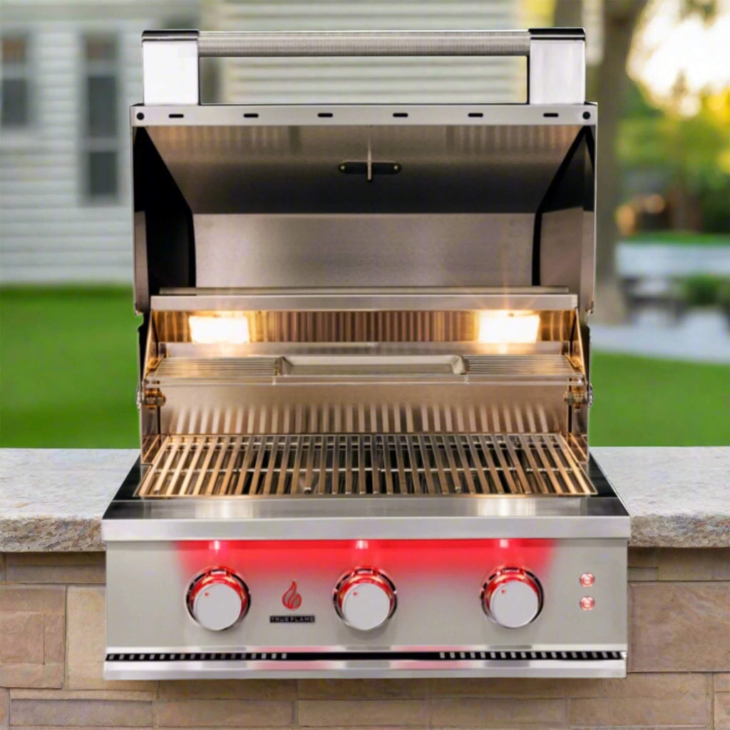 TrueFlame Built-In Gas Stainless Steel Grill with 3 to 5 Burners – 25-Inch (SAK30587) SAKSBY – On Outdoor Kitchen Countertop
