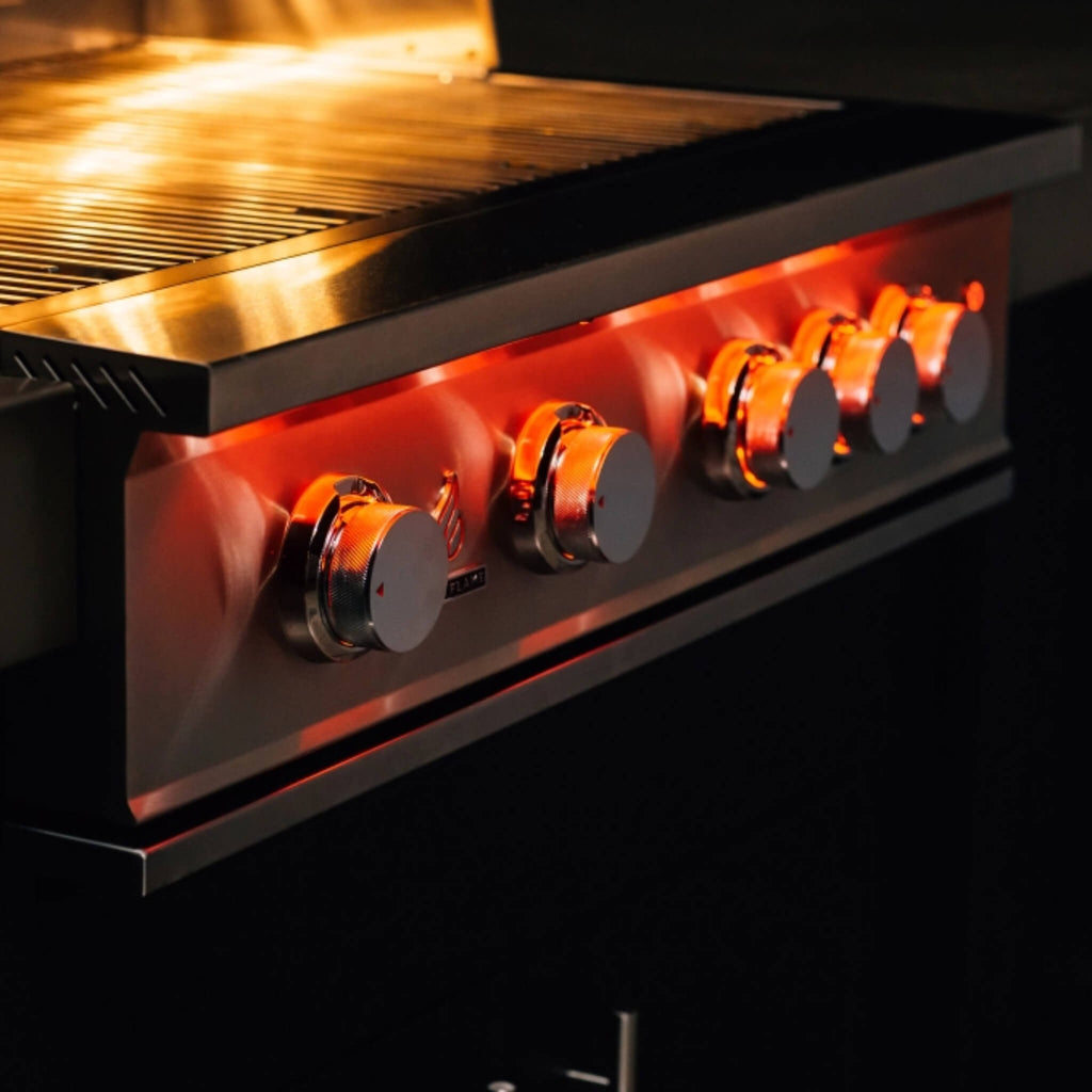 TRUEFLAME Built In Gas Stainless Steel Grill With 3 To 5  Built In Burners (SAK30587) SAKSBY - Knobs With LED Lightning View