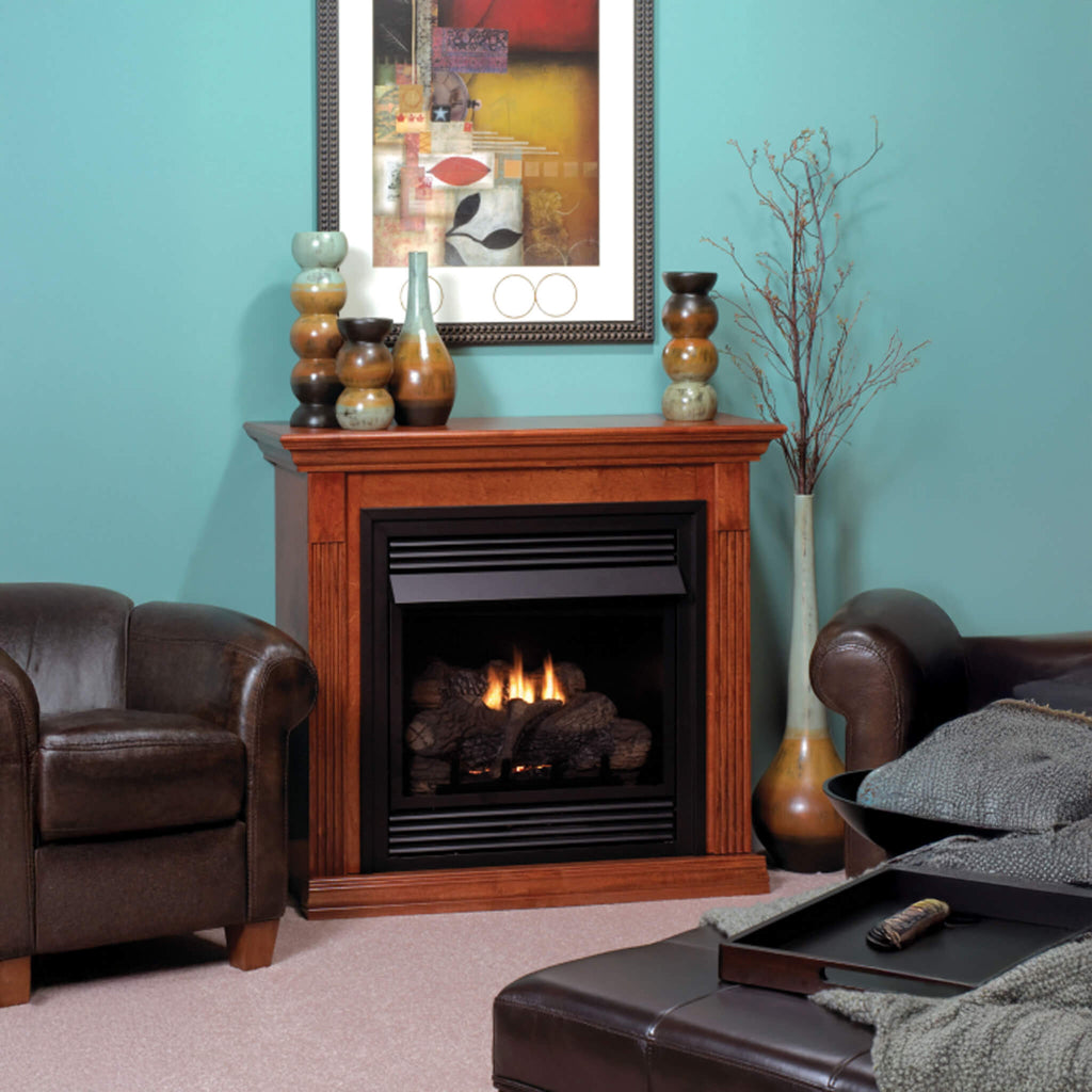 White Mountain Hearth VAIL 32" Vent-Free Propane/Natural Gas Fireplace With Outer Frame, Hood, Louvers (SAK41582)