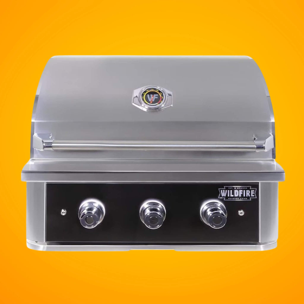 Wildfire Outdoor Living Ranch Pro 304 Stainless Steel Natural Gas Grill 30 Wf Pro30g Rh Ng On Orange Background
