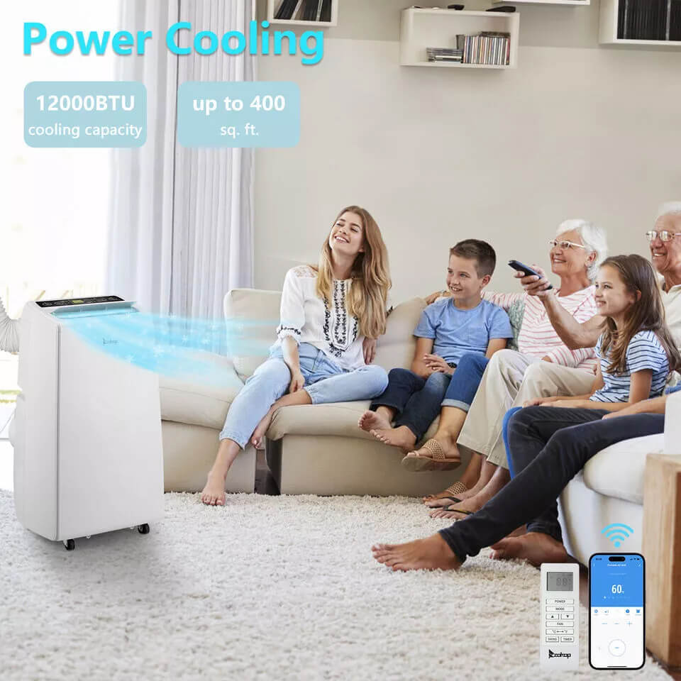 Zokop 12000BTU Portable Air Conditioner 3-in-1 Quiet AC Unit with Fan, Dehumidifier, and WiFi (SAK42561) SAKSBY - Cooling Power