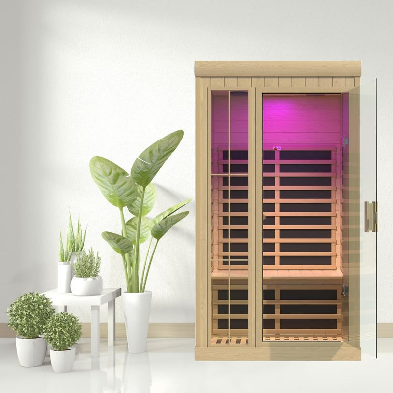 1-Person Low Emf Infrared Heat Wood Home Personal Spa Sauna With APP Control, 1350W (95837142) - Demonstration View
